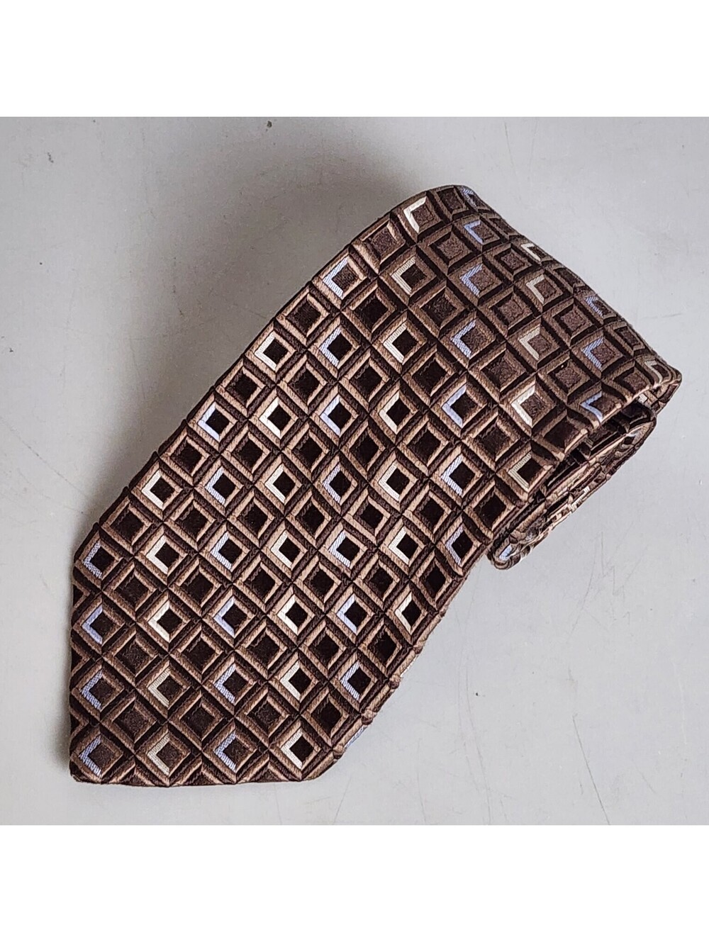 Michael Michael Kors Men's Brown Geometric Pattern Tie Classic Silk